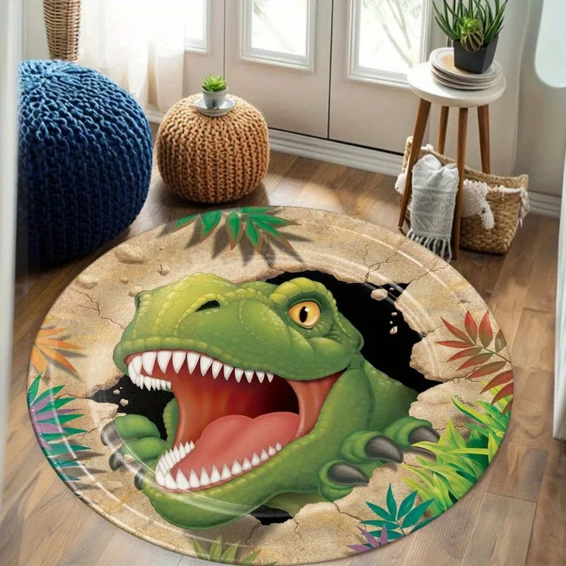 Home Textiles Rug - Cartoon Dinosaur Round Rug, Soft Washable