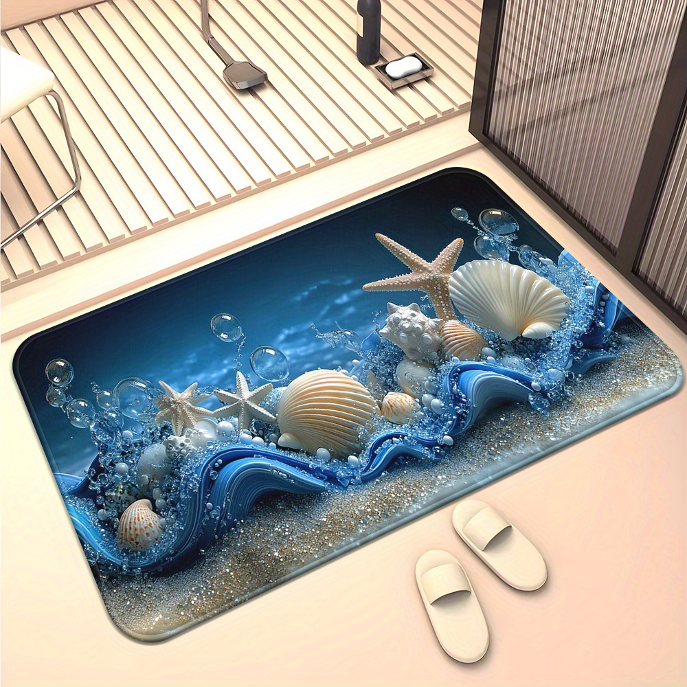 3D Blue Waves Seashells Starfi – Home Textiles Rug recenzja i cena