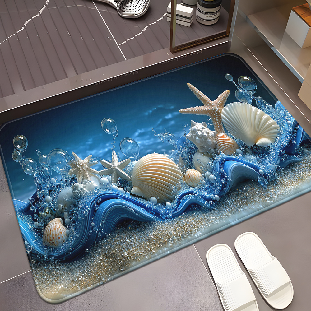 3D Blue Waves Seashells Starfi – Home Textiles Rug recenzja i cena