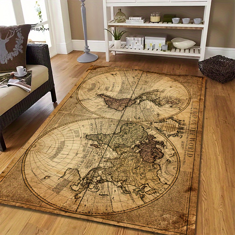 Vintage Map Design Non-Slip Fl – Home Textiles Rug recenzja i cena