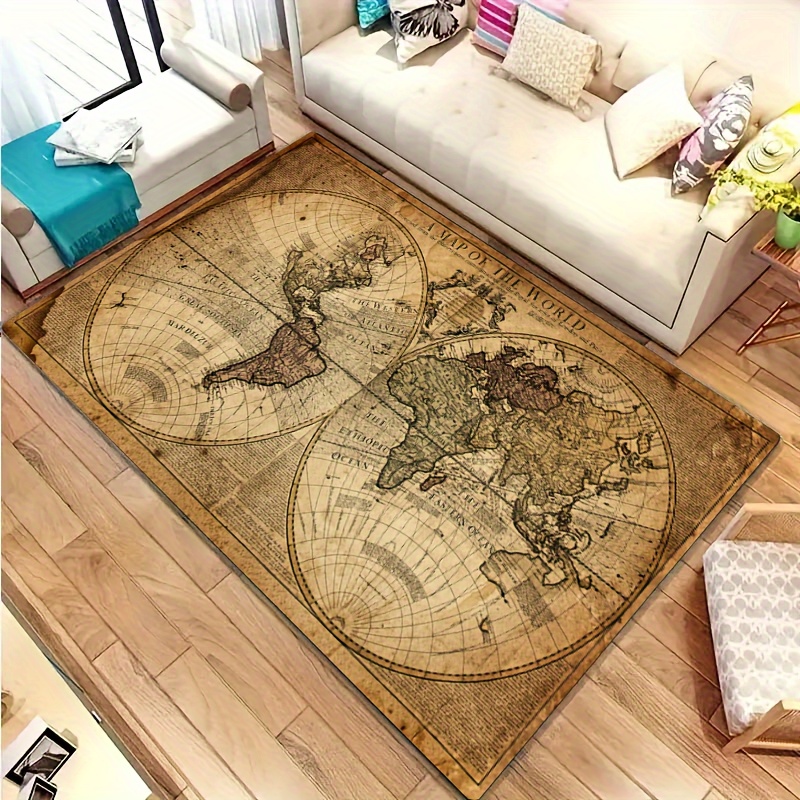Vintage Map Design Non-Slip Fl – Home Textiles Rug recenzja i cena