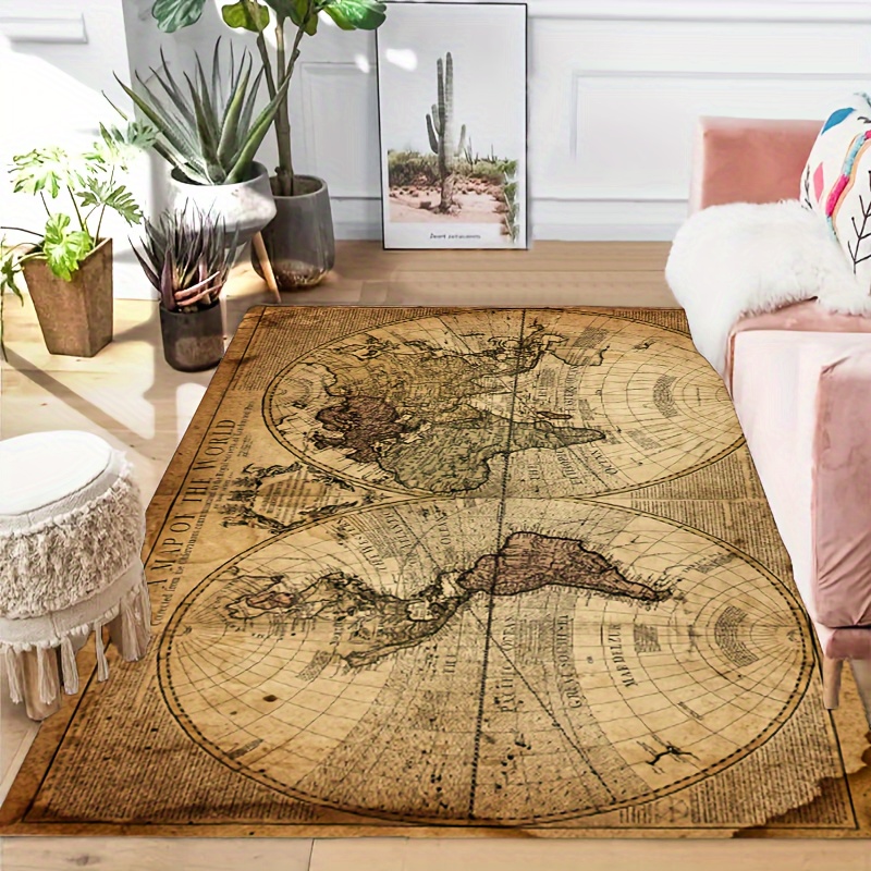 Vintage Map Design Non-Slip Fl – Home Textiles Rug recenzja i cena